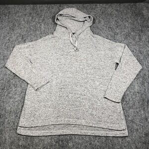 Max & Mia Sweater Womens M Gray Hooded V Neck Knit Tunic Pullover Long Sleeve